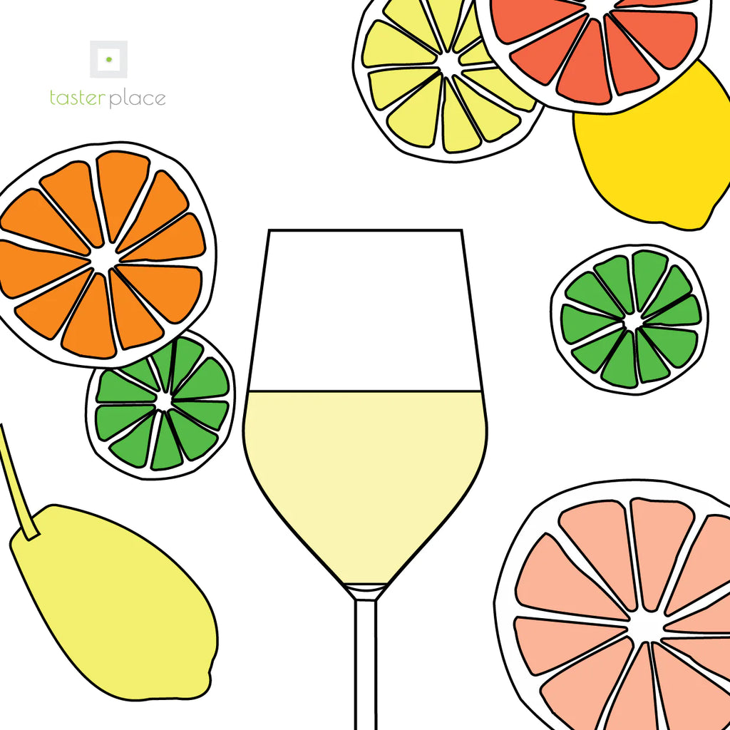 Lemon, cedar, orange, bergamot. Citrus hints in white wines.